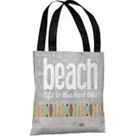 ONE BELLA CASA One Bella Casa 78712TT18P 18 in. Beach Life Polyester Tote; Gray 78712TT18P